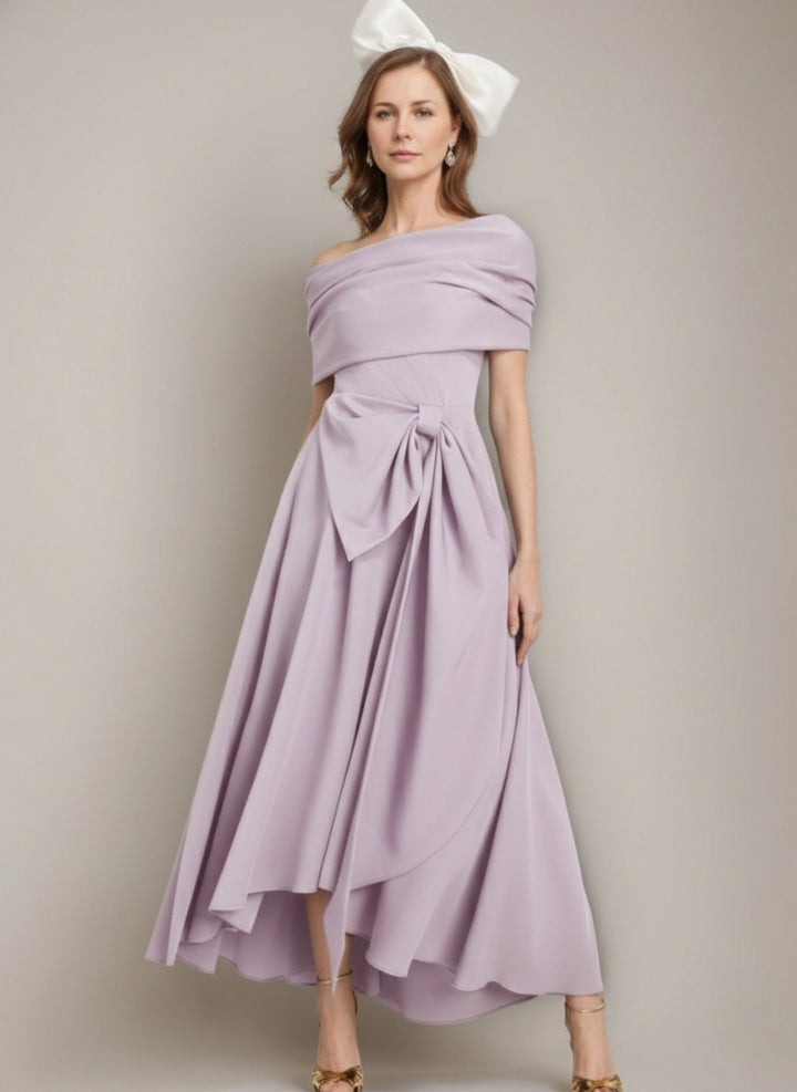 A-Line/Princess V-Neck Ankle-Length Bowknot Mother of the Bride Dresses with Cape