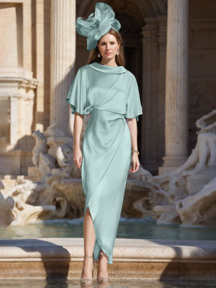 Sheath/Column V-back Wedding Guest Dresses Asymmetrical Ankle-Length