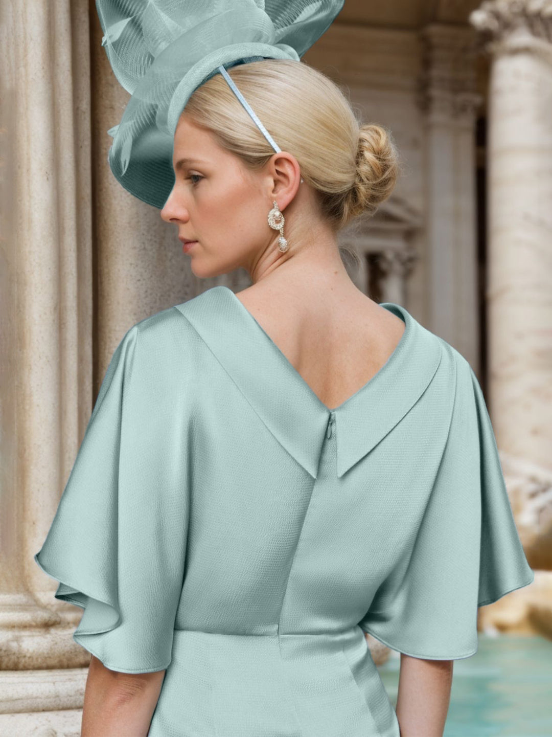 Sheath/Column V-back Wedding Guest Dresses Asymmetrical Ankle-Length