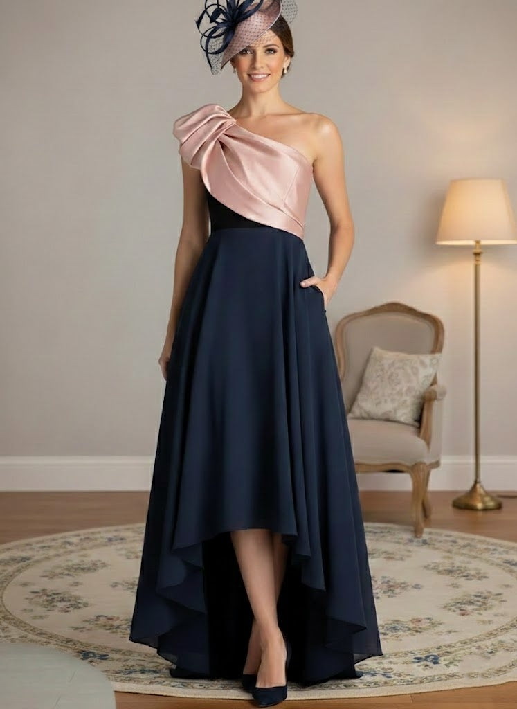 A-Line/Princess One-Shoulder Stretch Satin Mother of the Bride Dresses ...