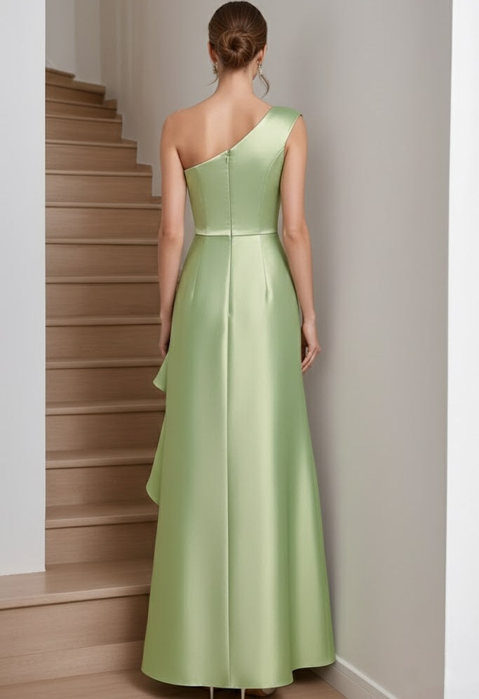 A-Line/Princess One-Shoulder Satin Mother of the Bride Dresses Sleeveless Floor-Length Ruffles