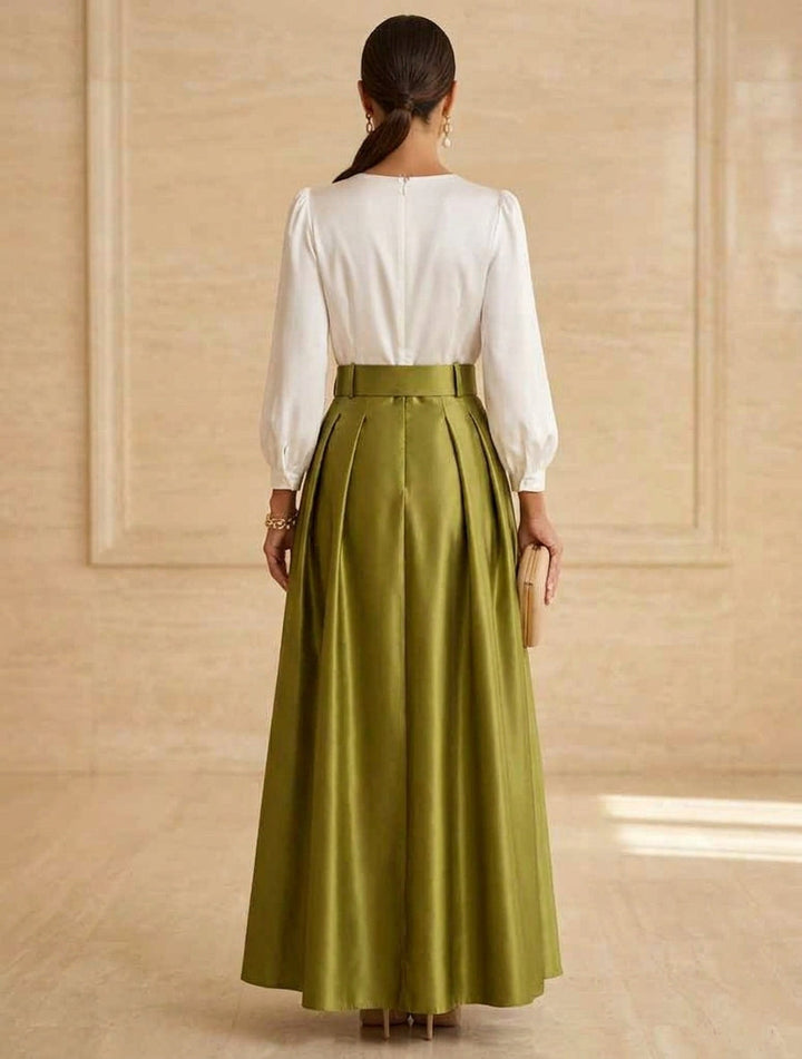 A-Line/Princess Scoop Taffeta Mother of the Bride Dresses Long Sleeves Ankle-Length Pleated