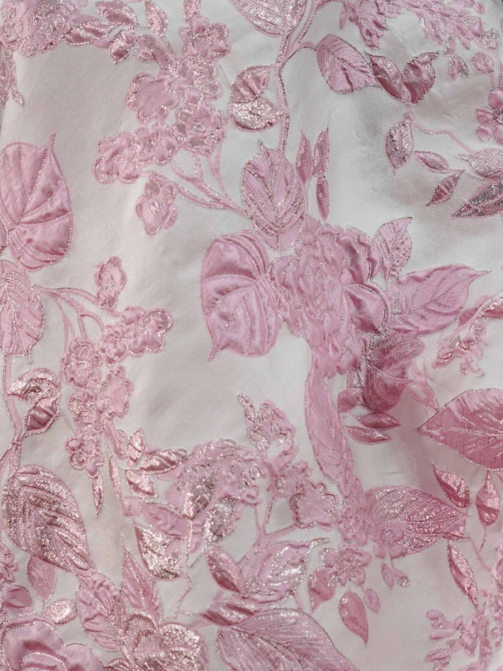 A-Line/Princess One-Shoulder Jacquard Cocktail Dresses Tea-Length Floral Ruffles Sleeveless Formal Dresses