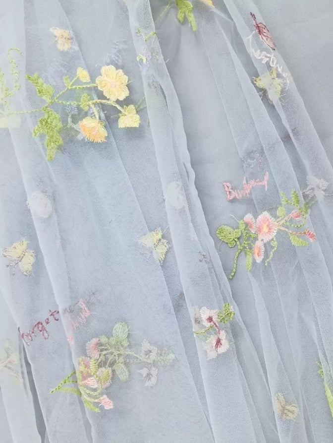 A-Line/Princess V-Neck Chiffon Evening Dresses with Split Side Sleeveless Floral Floor-Length Party Dresses