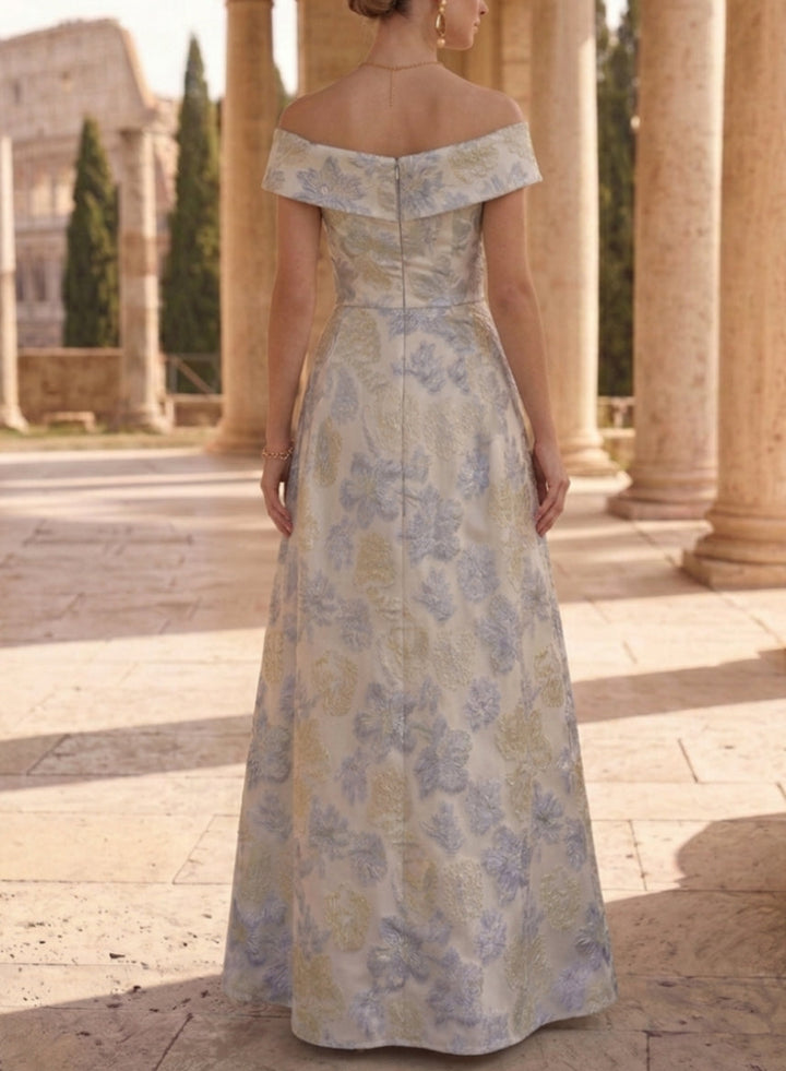 A-Line/Princess Off-the-Shoulder Jacquard Mother of the Bride Dresses Floral Sleeveless Floor-Length