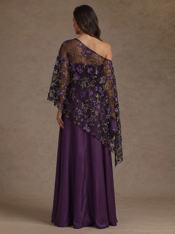 A-Line/Princess Spaghetti Straps Satin Mother of the Bride Dress Floor-Length Sleeveless with Lace Wrap