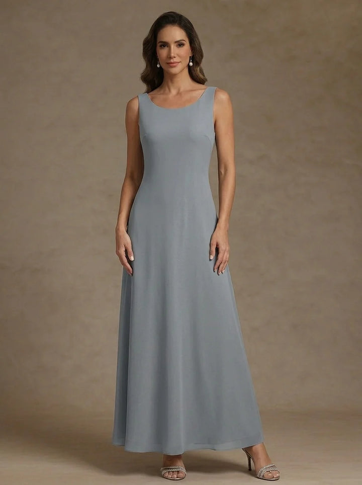 2 Pieces A-Line/Princess Scoop Chiffon Mother of the Bride Dresses Ankle-Length 3/4 Sleeves&amp;Sleeveless with Lace Jacket