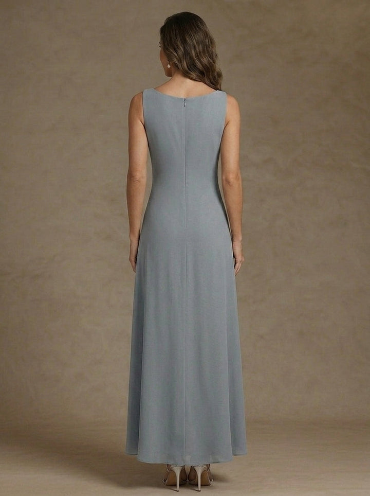 2 Pieces A-Line/Princess Scoop Chiffon Mother of the Bride Dresses Ankle-Length 3/4 Sleeves&amp;Sleeveless with Lace Jacket