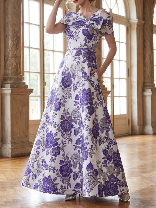 A-Line/Princess One-Shoulder Jacquard Mother of the Bride Dresses Ankle-Length Sleeveless