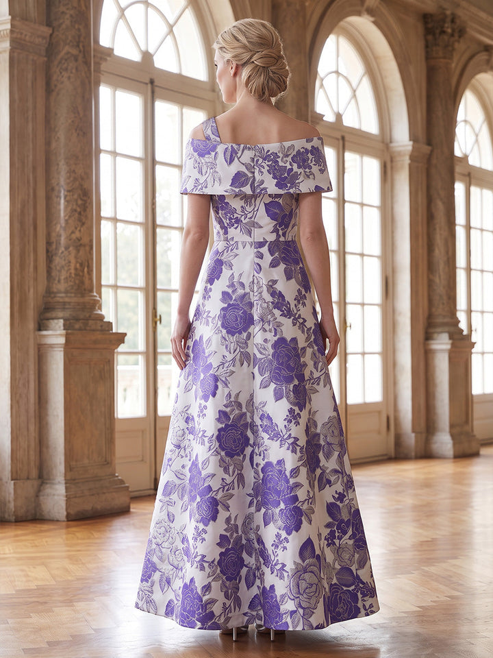 A-Line/Princess One-Shoulder Jacquard Mother of the Bride Dresses Ankle-Length Sleeveless