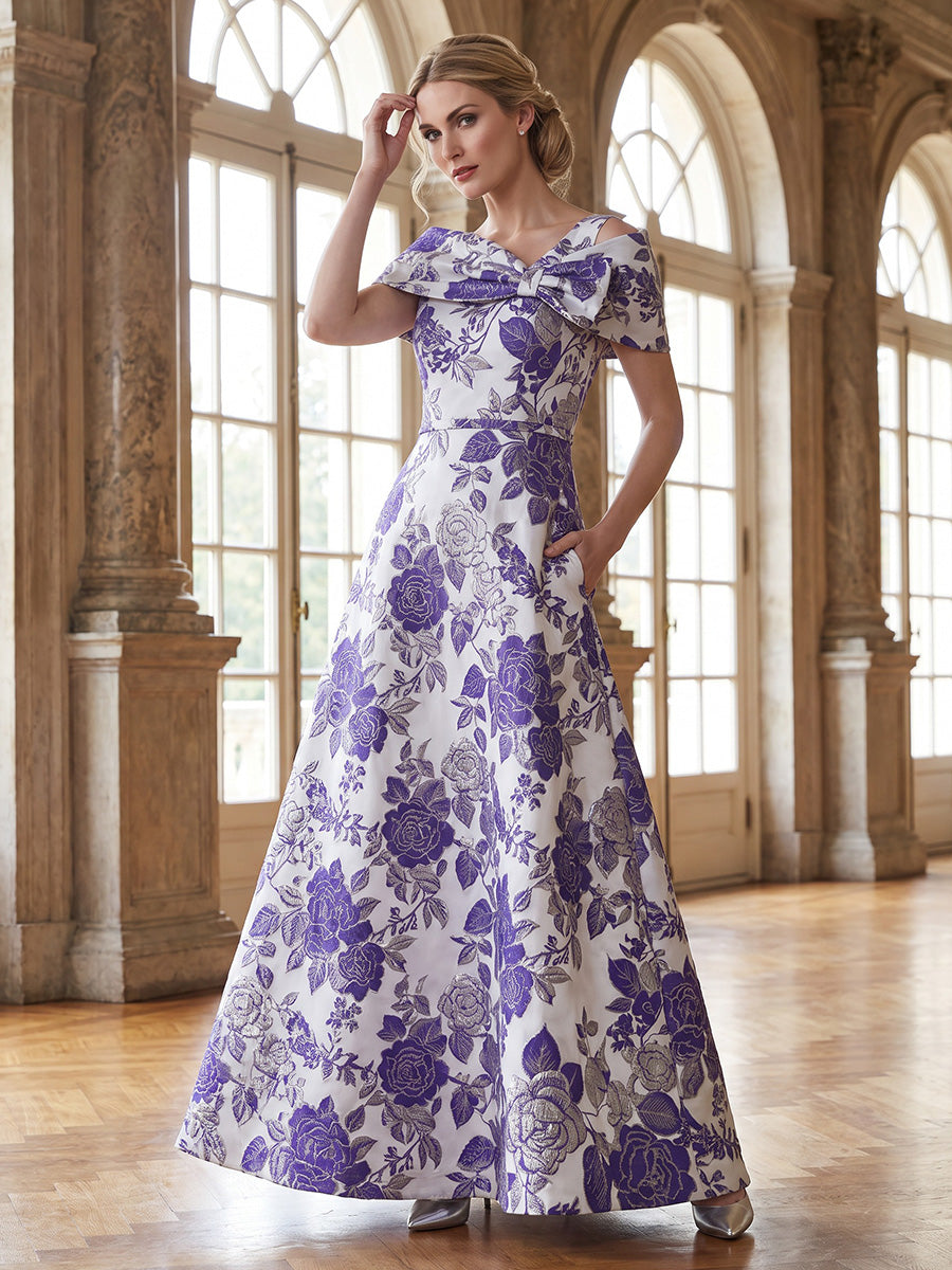 A-Line/Princess One-Shoulder Jacquard Mother of the Bride Dresses Ankle-Length Sleeveless