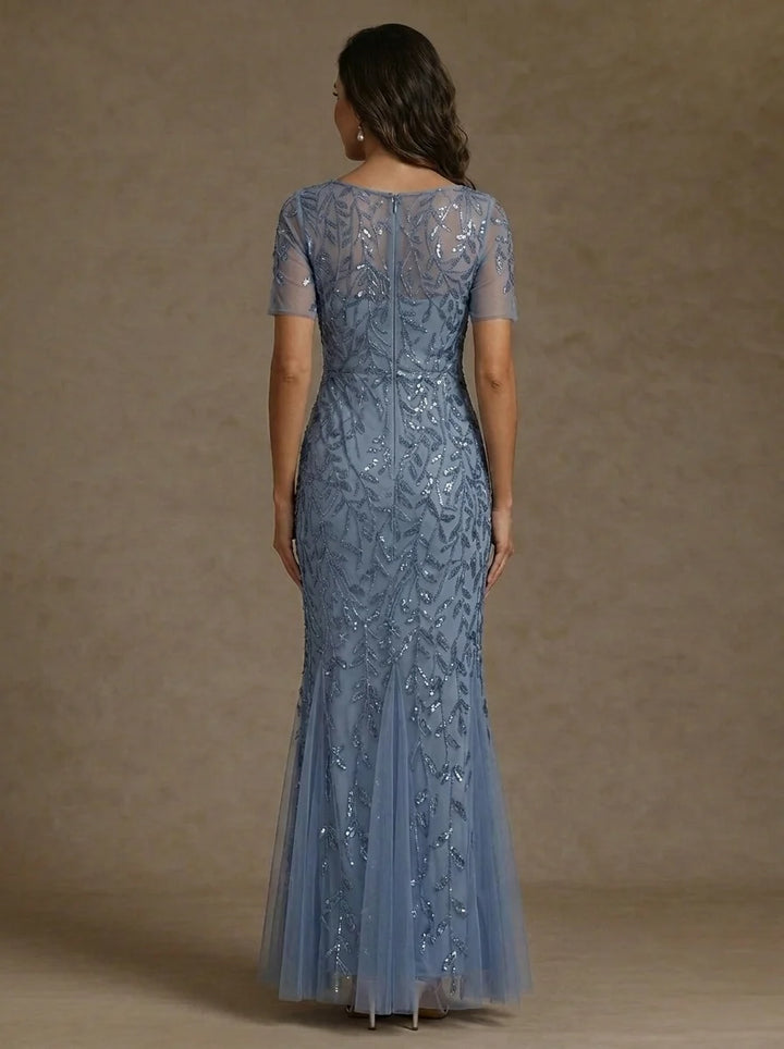 Trumpet/Mermaid Scoop Sequins Mother of the Bride Dresses Ankle-Length Short Sleeves