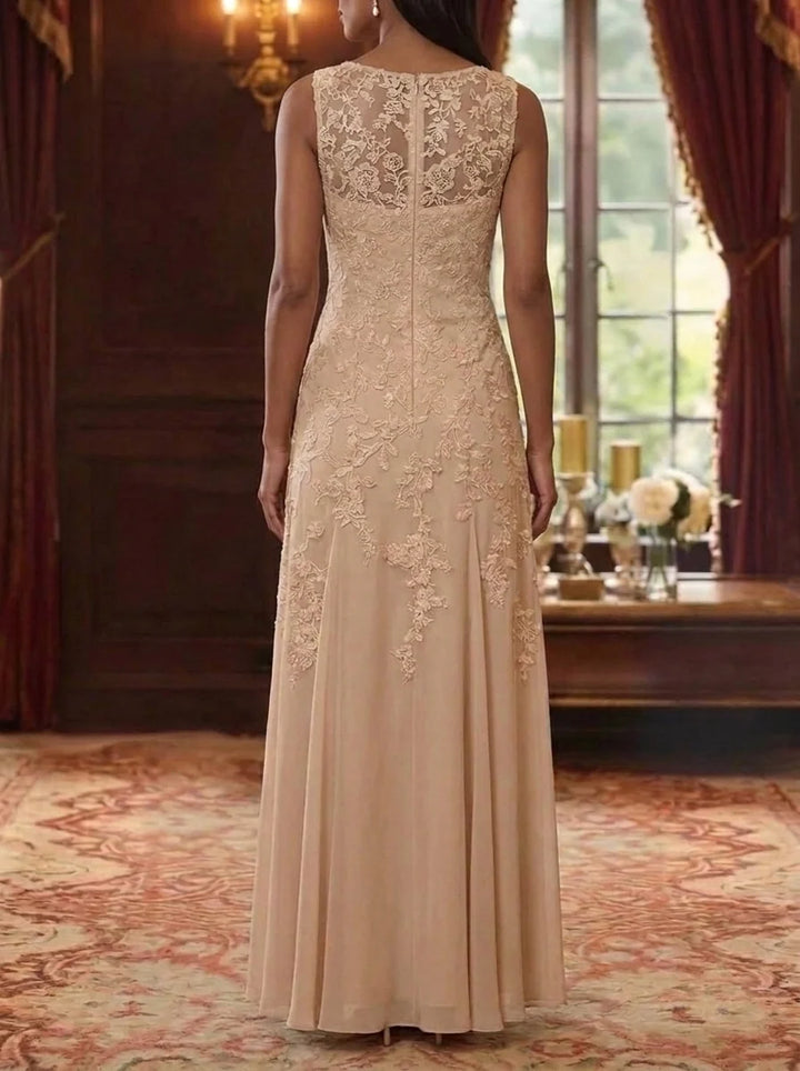 A-Line/Princess V-Neck Chiffon Mother of the Bride Dresses with Jacket 3/4 Sleeves Lace Floral Floor-Length