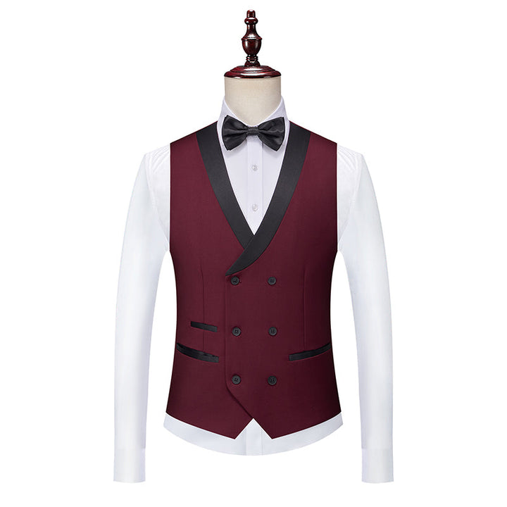 Burgundy Green Pink Red Blue White Men's Tailored Fit Single Breasted One-button 3 Pieces Solid Coloured Wedding Suits