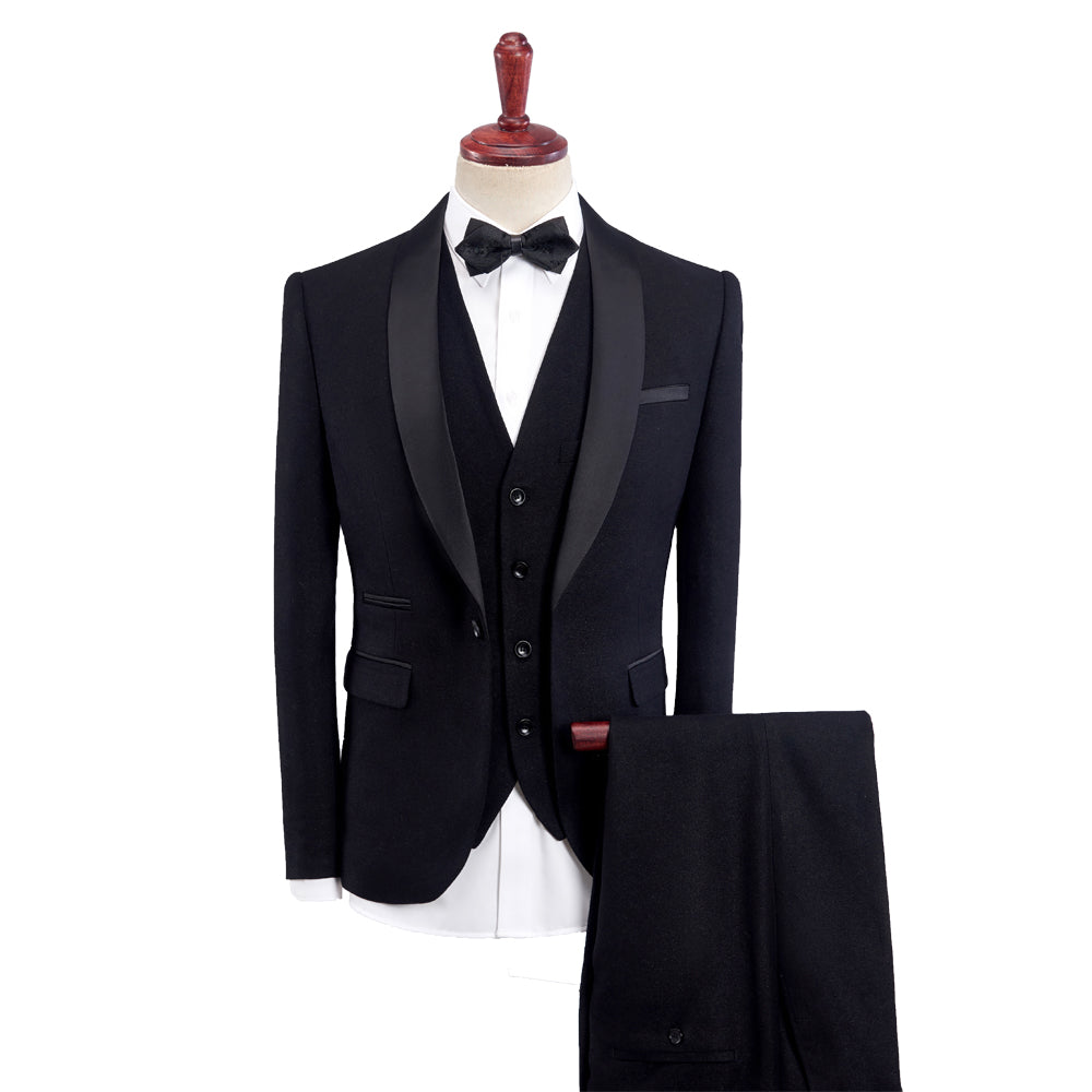 Khaki Burgundy Blue Grey Black Men's Tailored Fit Single Breasted One-button 3 Pieces Solid Coloured Wedding Suits