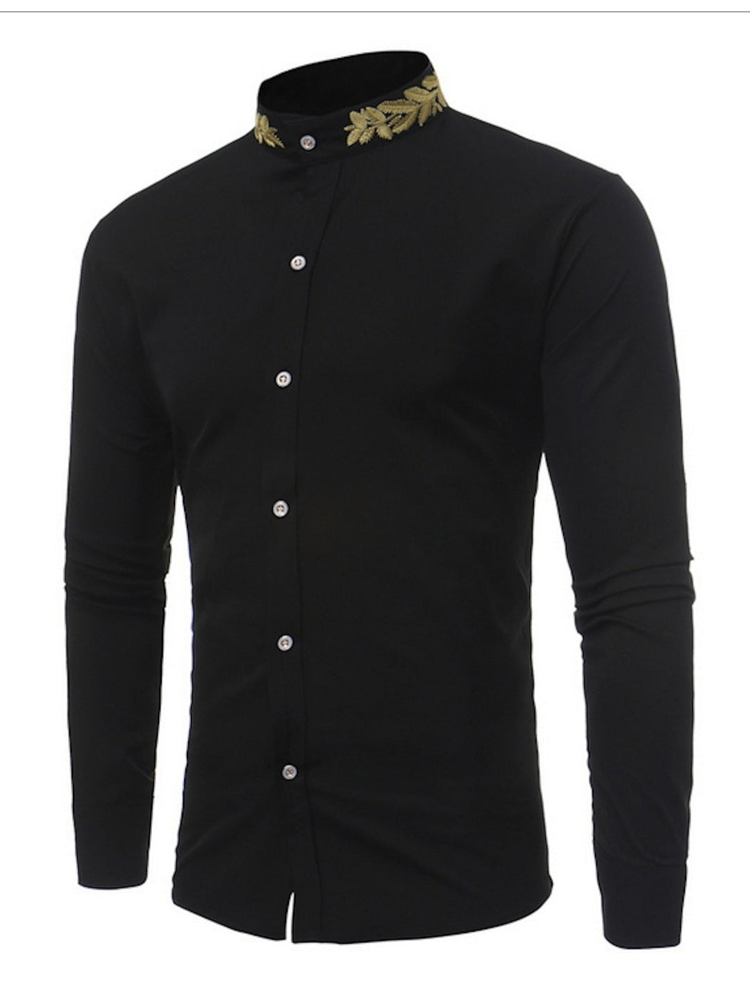 White Burgundy Black Men's Long Sleeves Casual Shirt