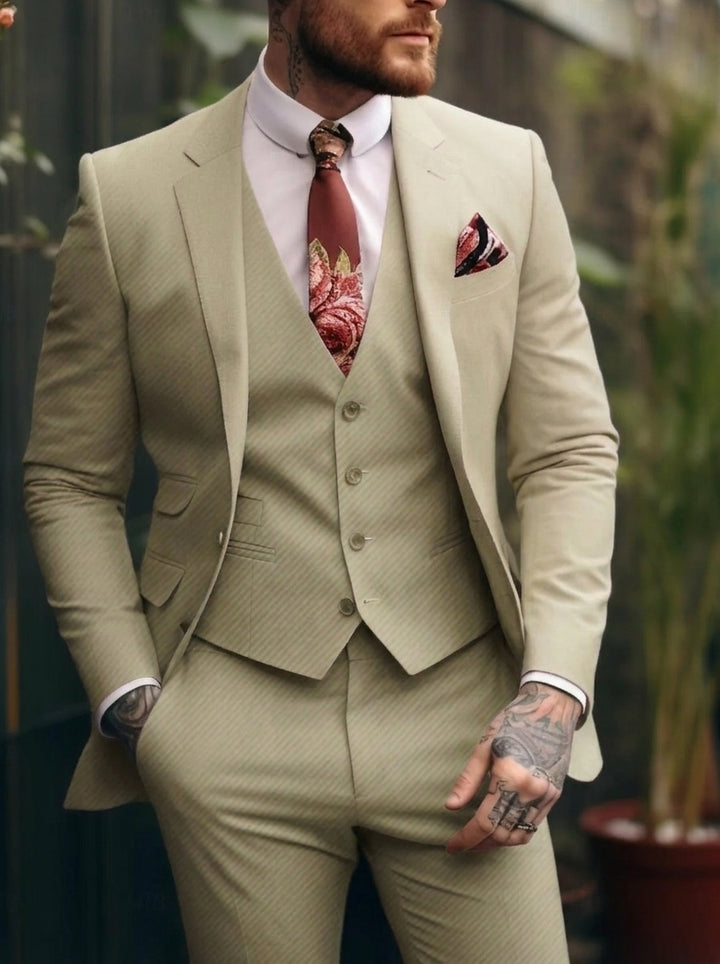 Men's Tailored Fit Single Breasted One-button 3 Pieces Wedding Suits