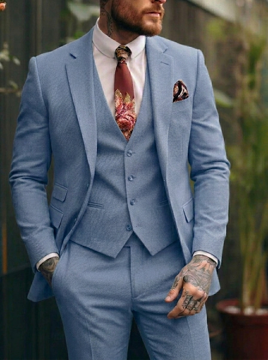 Men's Tailored Fit Single Breasted One-button 3 Pieces Wedding Suits