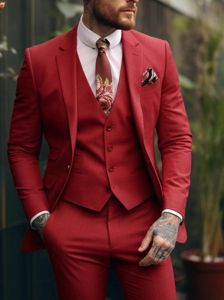 Men's Tailored Fit Single Breasted One-button 3 Pieces Wedding Suits