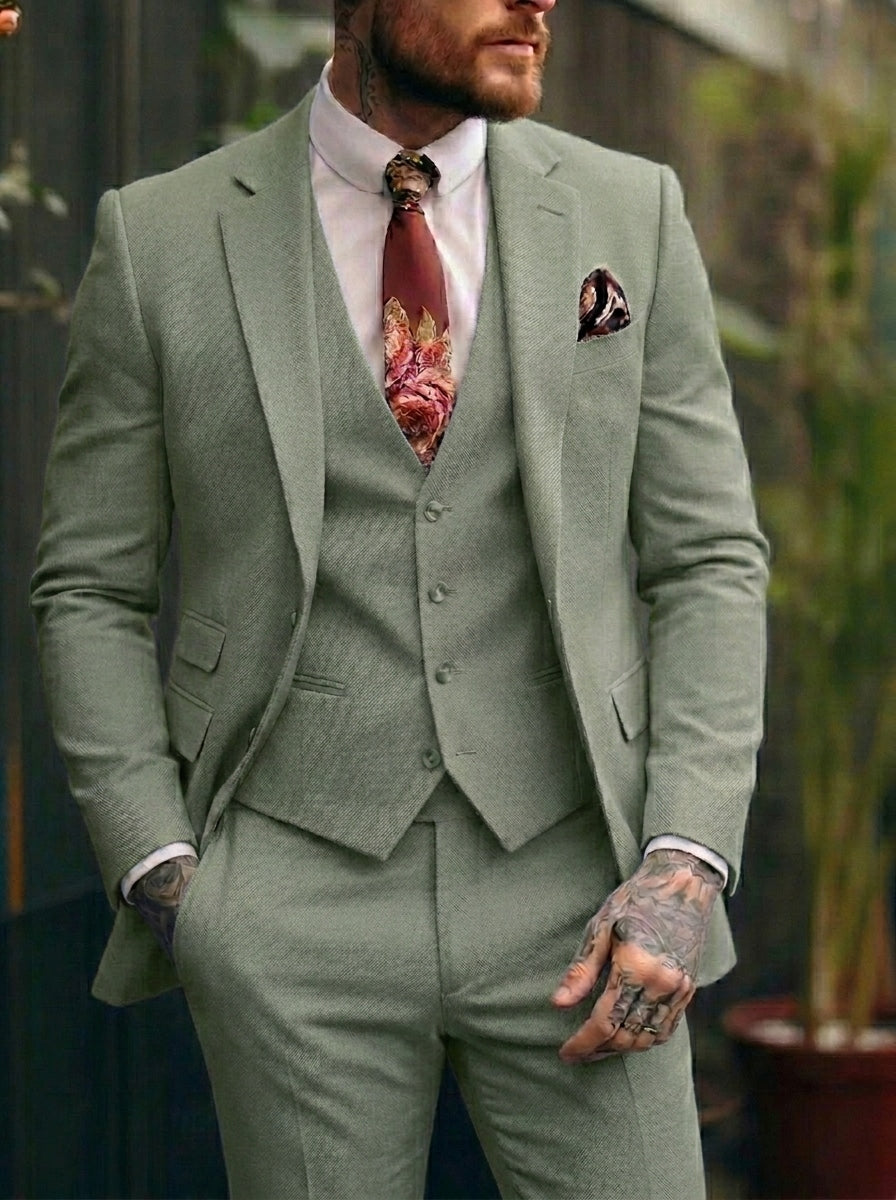 Men's Tailored Fit Single Breasted One-button 3 Pieces Wedding Suits