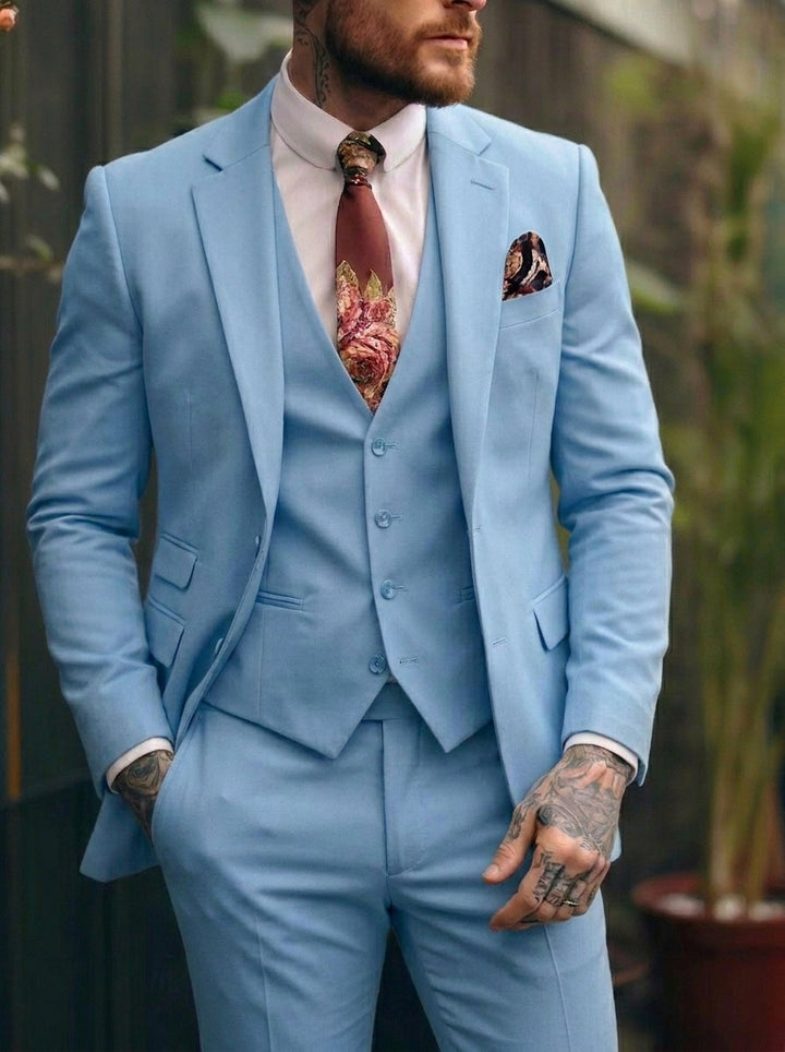 Men's Tailored Fit Single Breasted One-button 3 Pieces Wedding Suits