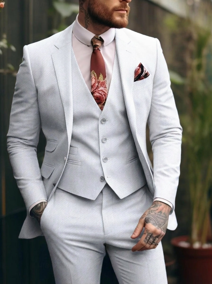 Men's Tailored Fit Single Breasted One-button 3 Pieces Wedding Suits
