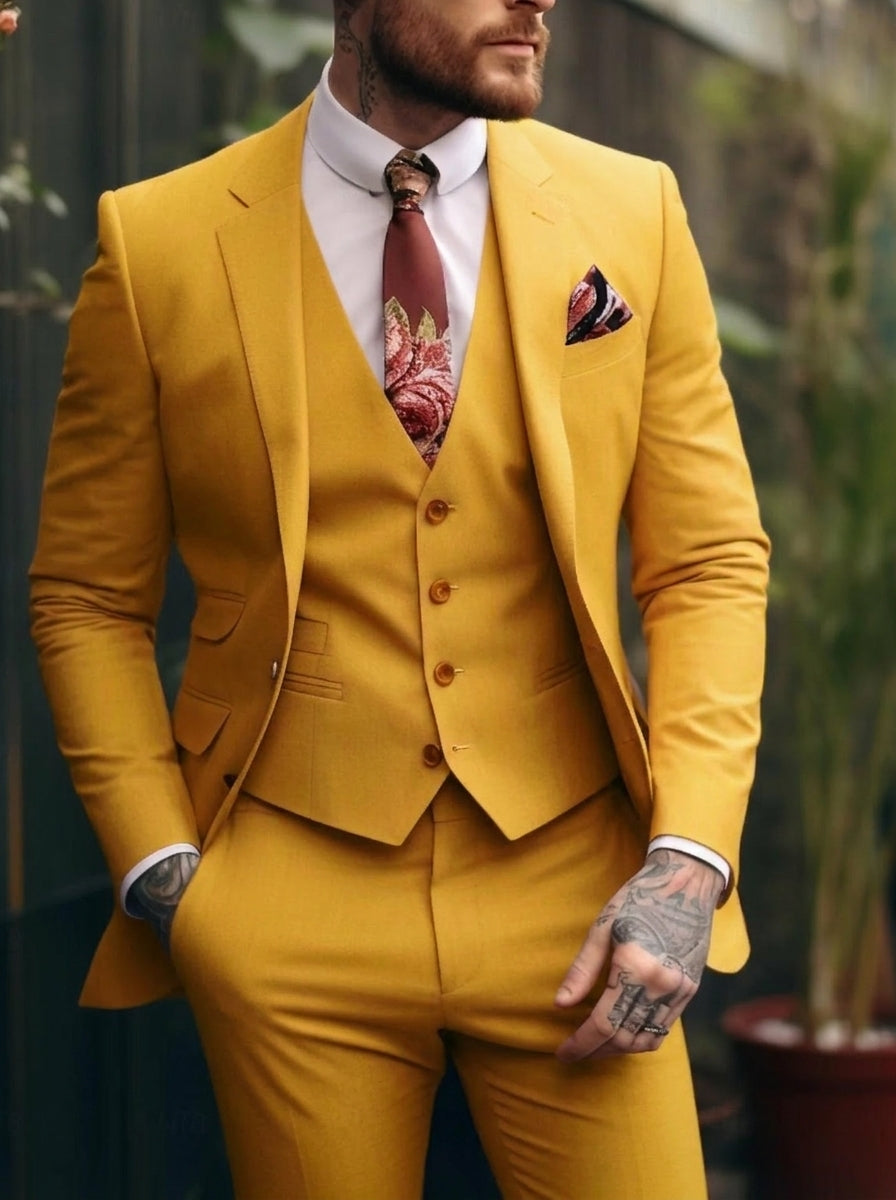 Men's Tailored Fit Single Breasted One-button 3 Pieces Wedding Suits