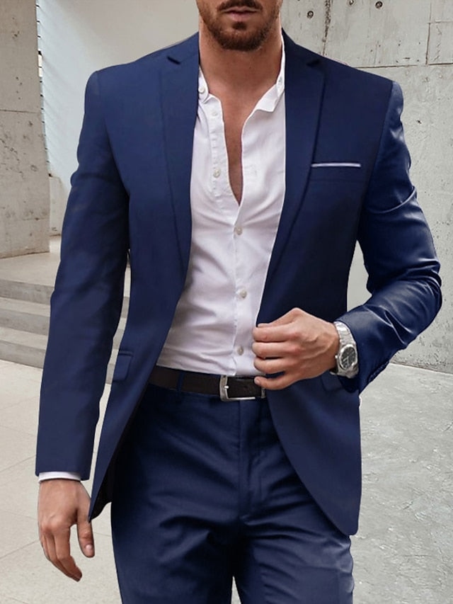 Men's Tailored Fit Single Breasted One-button 2 Pieces Wedding Suits