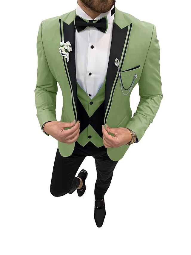 Men's Tailored Fit Single Breasted One-button 3 Pieces Wedding Suits