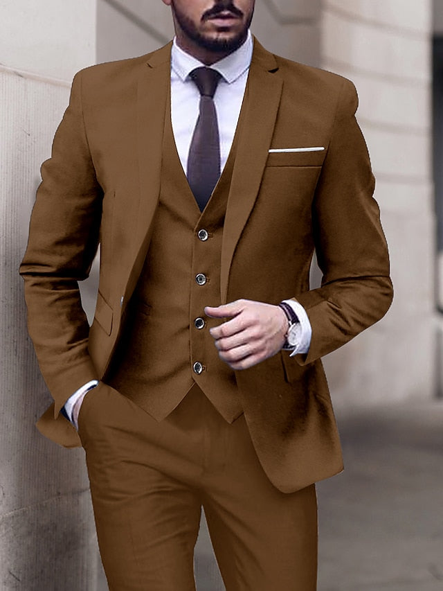 Men's Tailored Fit Single Breasted One-button 3 Pieces Wedding Suits