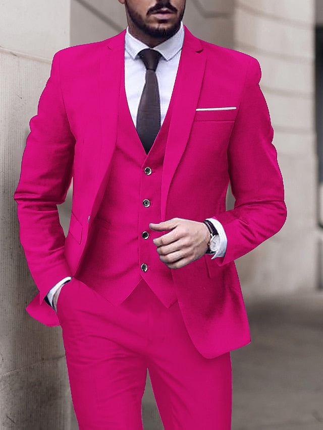 Men's Tailored Fit Single Breasted One-button 3 Pieces Wedding Suits