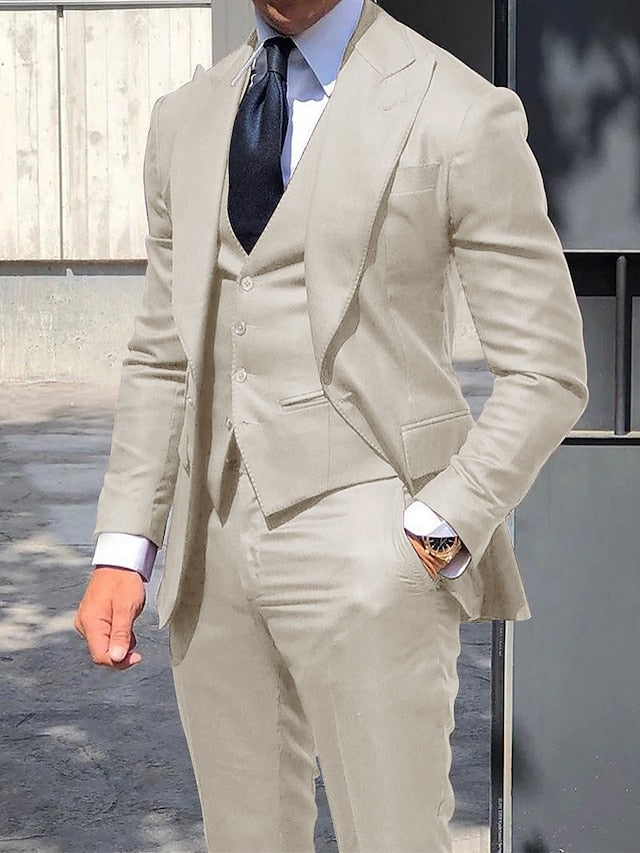 Men's Tailored Fit Single Breasted One-button 3 Pieces Wedding Suits