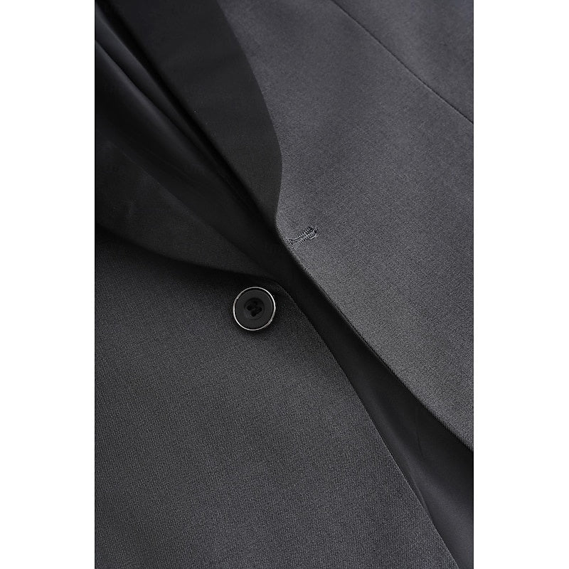 Dark Gray Men's Tailored Fit Single Breasted One-button 2 Pieces Prom Wedding Suits