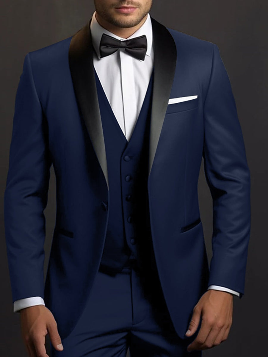 Black Men's Party 3 Pieces Single Breasted One-Button Wedding Daily Suits