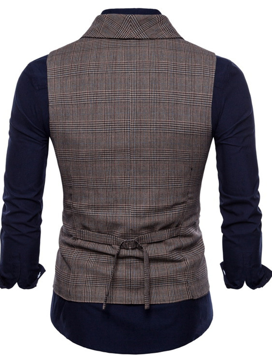 Light Grey Men's Formal Striped Two Breasted-Six Buttons Casual Daily Vest
