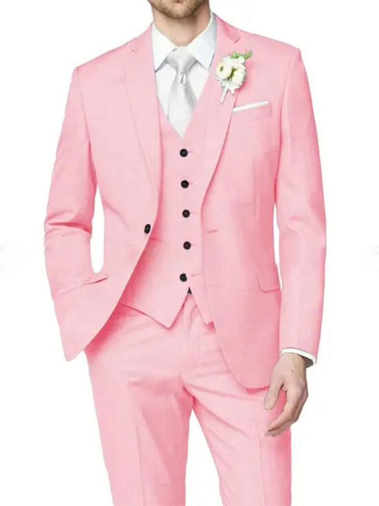 Lilac Men's Formal Notch Tailored Fit Single Breasted One-button Wedding Party Suits