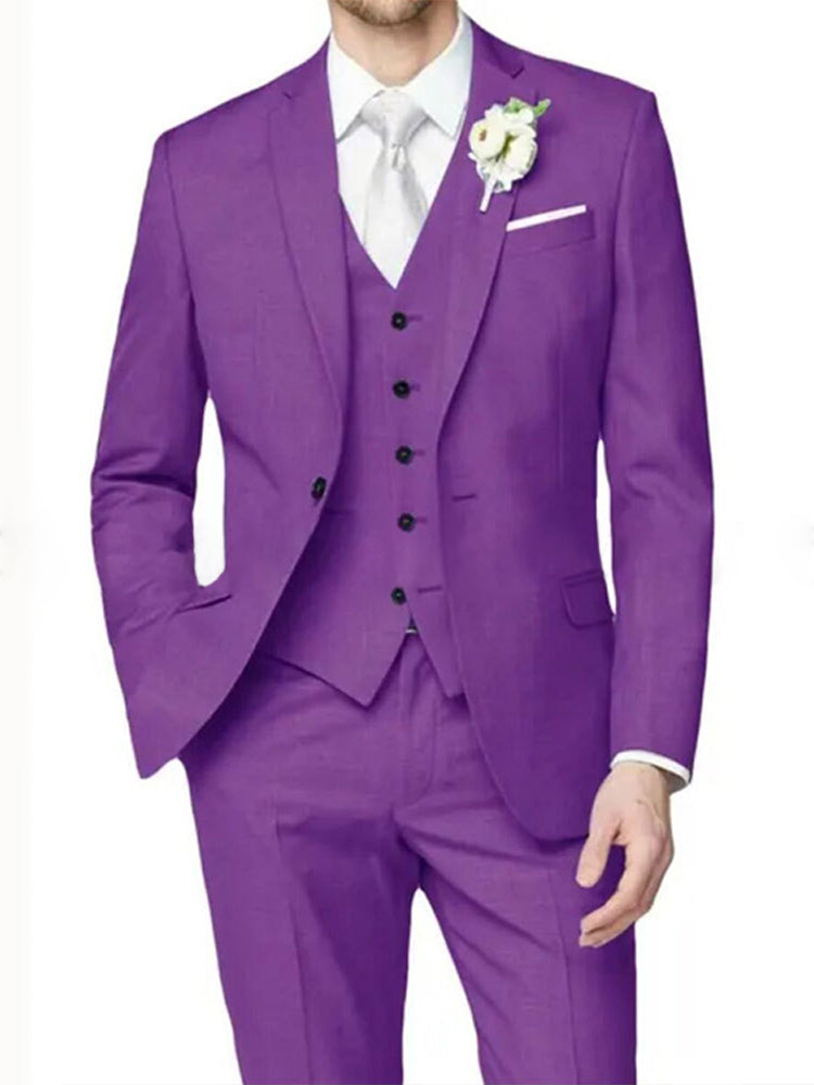 Lilac Men's Formal Notch Tailored Fit Single Breasted One-button Wedding Party Suits
