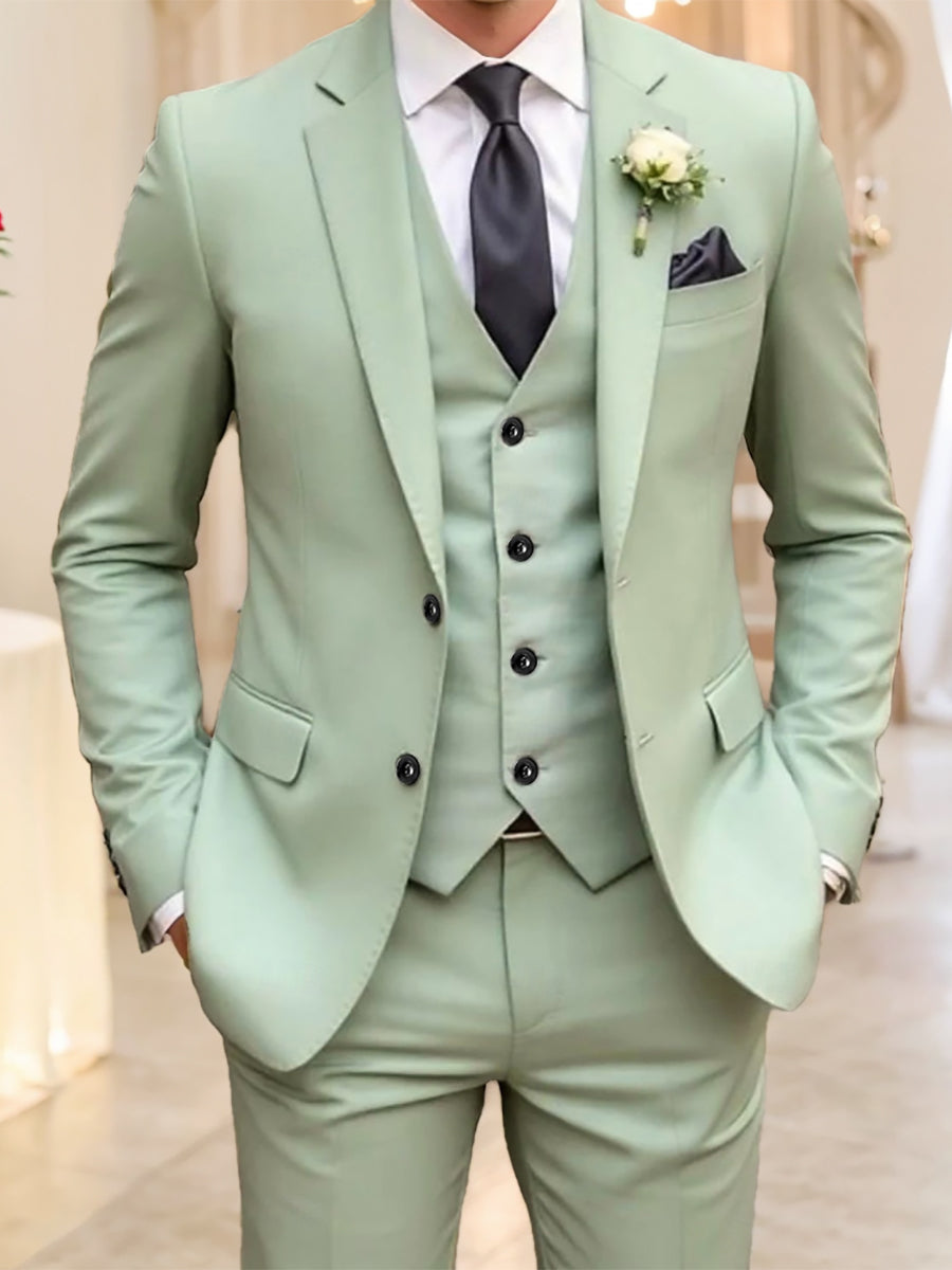 Men's Standard Fit Single Breasted Two-Buttons Beach Wedding Formal Prom Party Suits