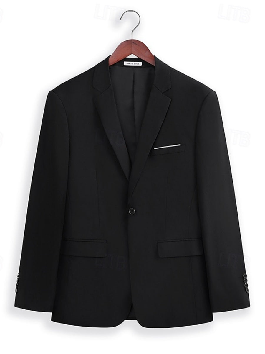 Men's Black Single Breasted Two-buttons Notched Lapel Wedding Prom Party Suits