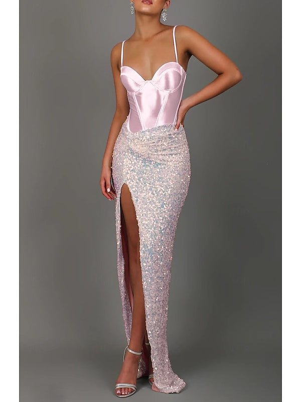 Mermaid/Trumpet Sweetheart Floor-Length Prom Dresses with Sequins