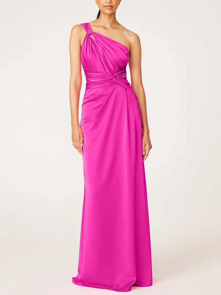 A-Line/Princess One-Shoulder Sleeveless Floor-Length Evening Dress with Ruffles