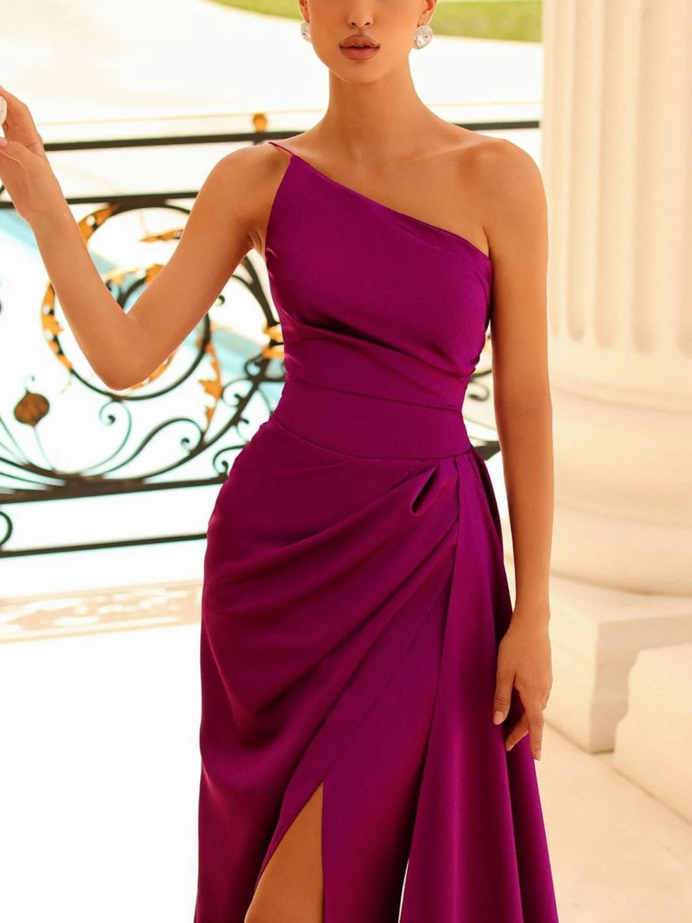 Sheath/Column Spaghetti Straps Sleeveless Floor-Length Evening Dress with Ruffles