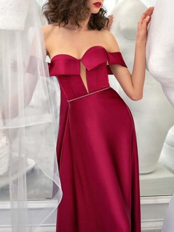 A-Line/Princess Strapless Sleeveless Floor-Length Evening Dress