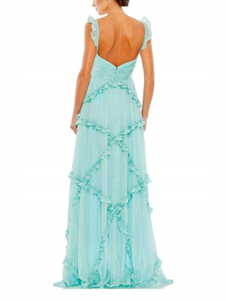 A-Line/Princess Spaghetti Straps Floor-Length Evening Dress