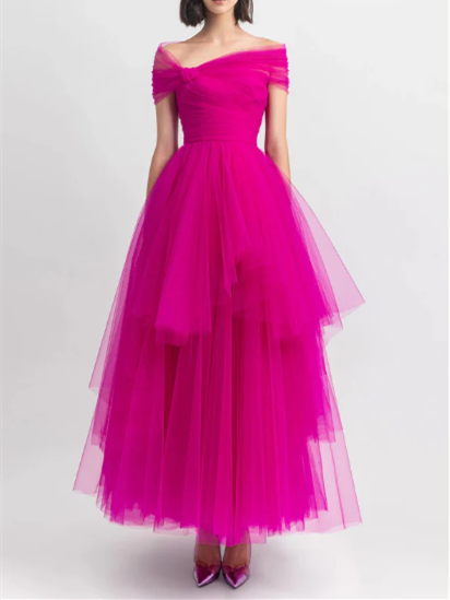 A-Line/Princess Off-the-Shoulder Ankle-Length Evening Dress