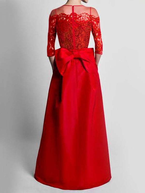 Jumpsuits Off-the-Shoulder 3/4 Length Sleeve Floor-Length Evening Dresses