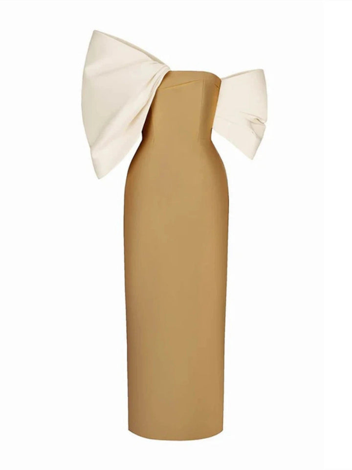 Sheath/Column Half Sleeve Off-the-Shoulder Evening Dresses With Bow(s)