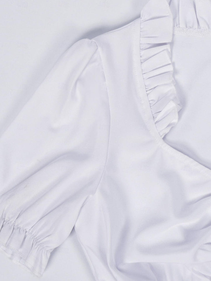 A-Line/Princess Jewel Neck Half Sleeves Knee-Length Vintage Dress with Bowknot
