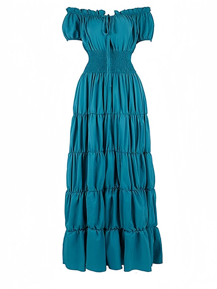 A-Line/Princess Strapless Sleeveless Ankle-Length Vintage Dress with Ruffles