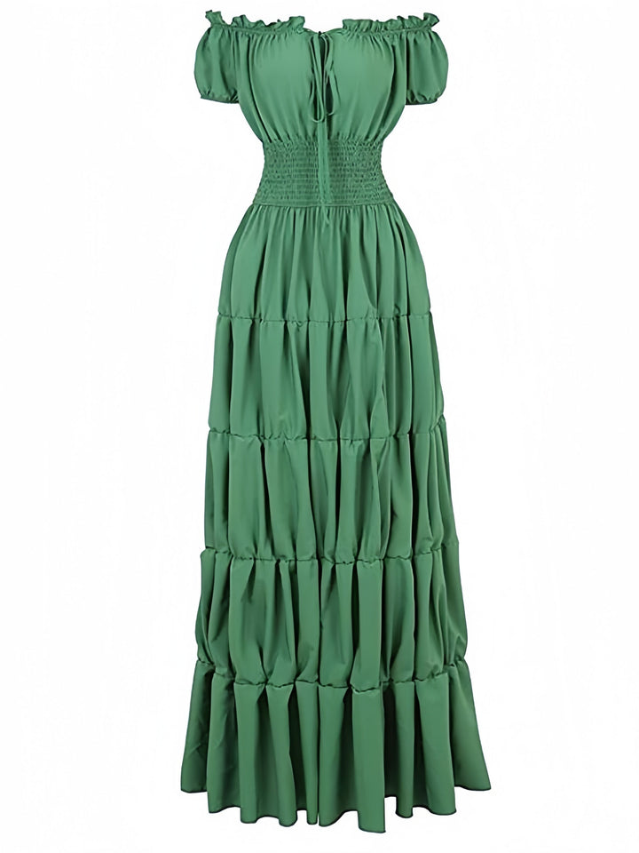 A-Line/Princess Strapless Sleeveless Ankle-Length Vintage Dress with Ruffles